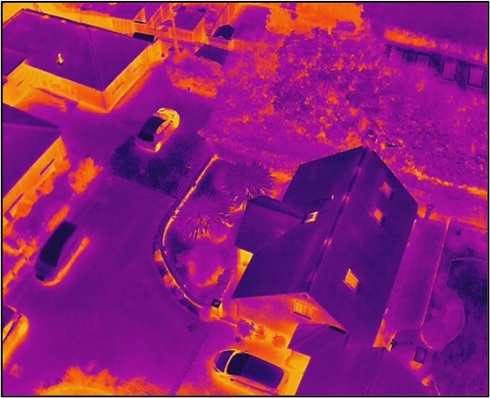 Purple colouring thermal image