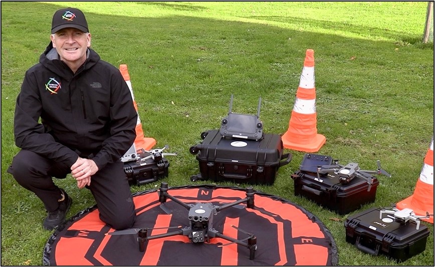 Nige Forshaw with his professional grade drones