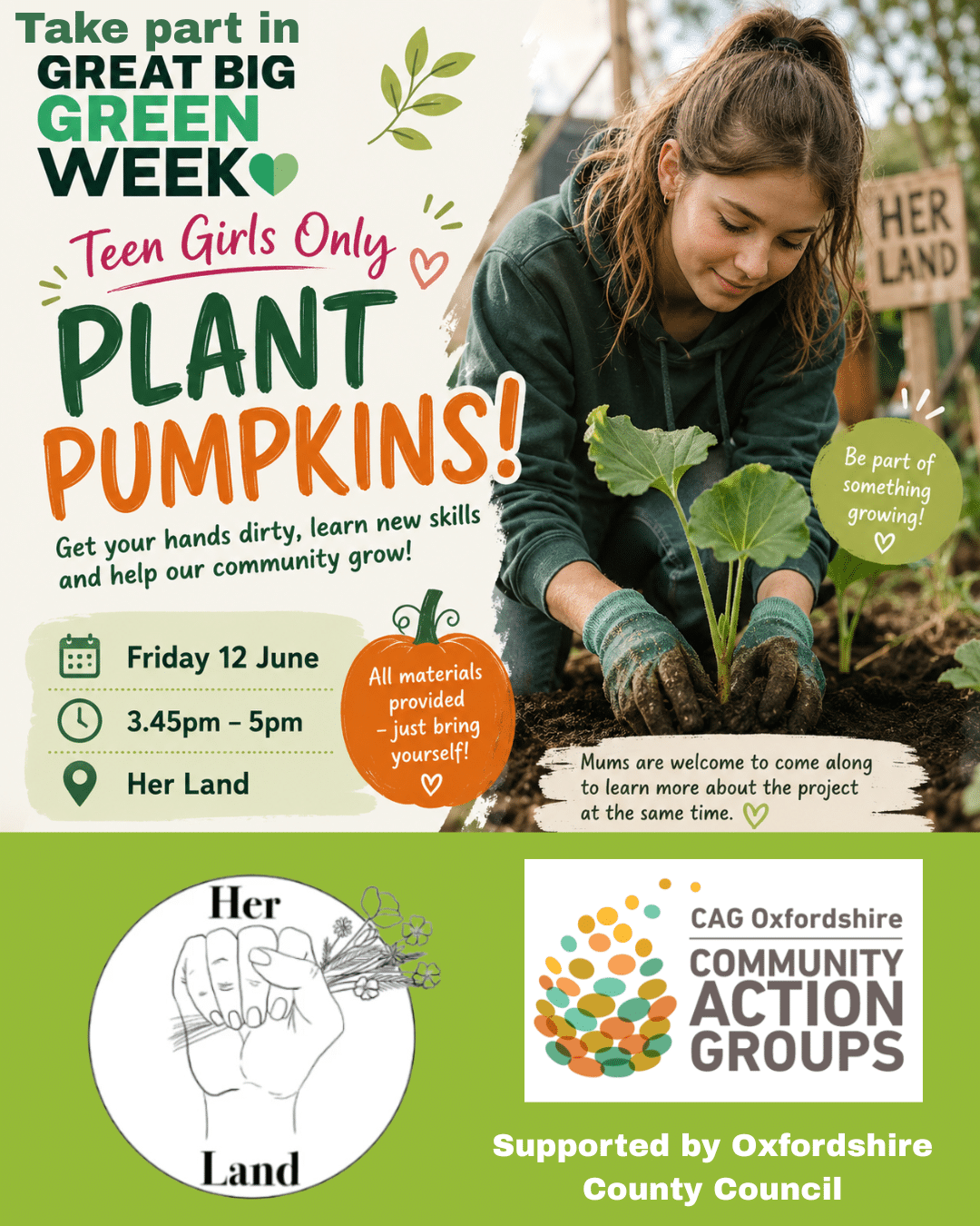 Pumpkin Planting – Teenage Girls only – part of Great Big Green Week